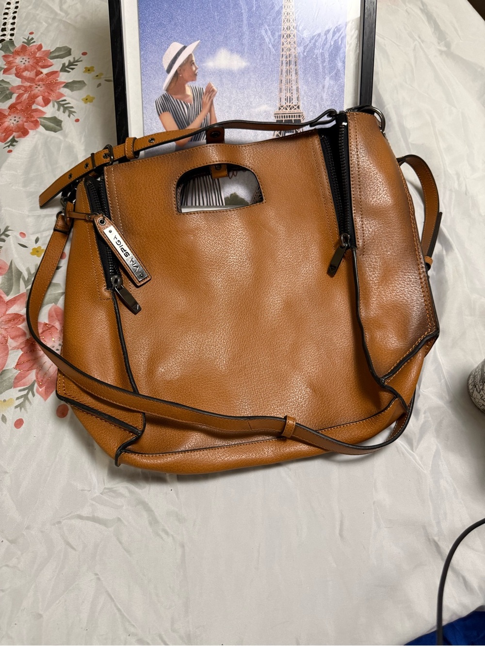 Via Spiga Tan Leather Shoulder Bag with Top Handle